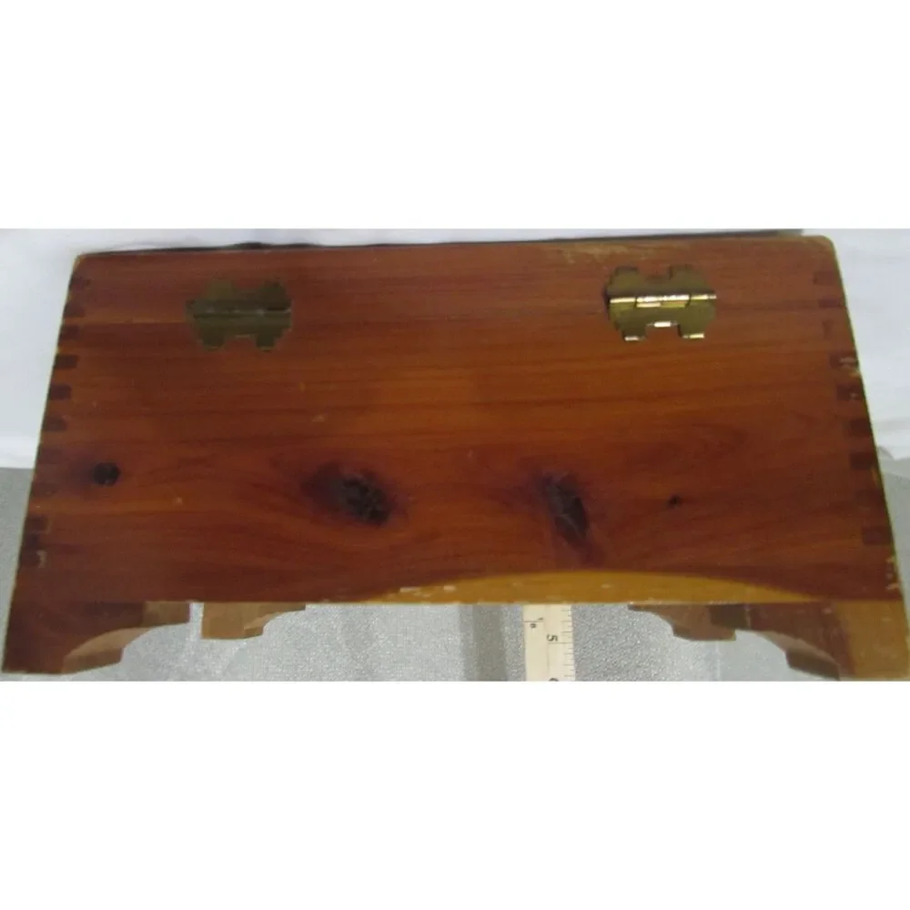 Vintage Wood Box Brass Hardware Shabby Chic Rustic jewelry trinket handles